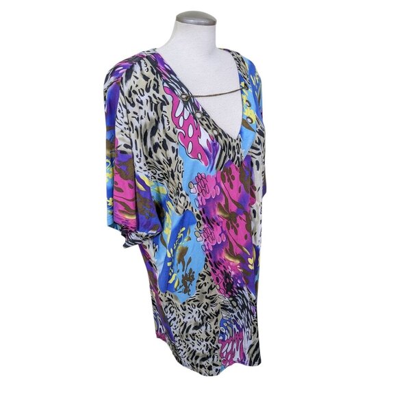 Joseph Ribkoff Womens Dress 18 Animal Print Colorful Shift Tunic Short Sleeve - Picture 4 of 8